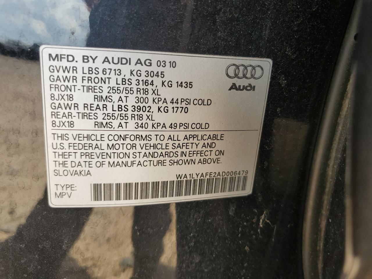 WA1LYAFE2AD006479 2010 Audi Q7 Premium Plus