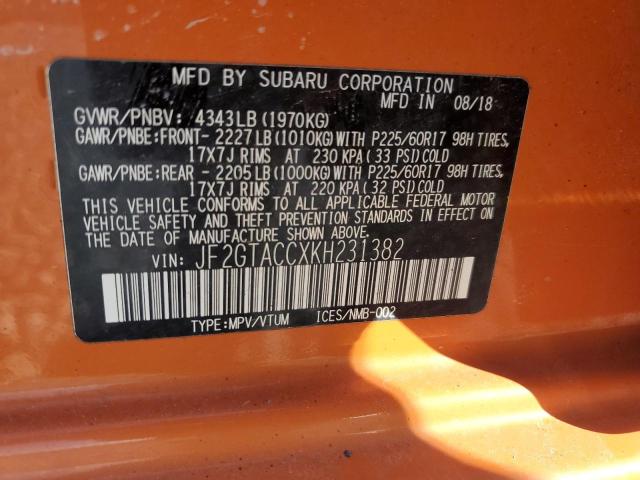 2019 SUBARU CROSSTREK JF2GTACCXKH231382