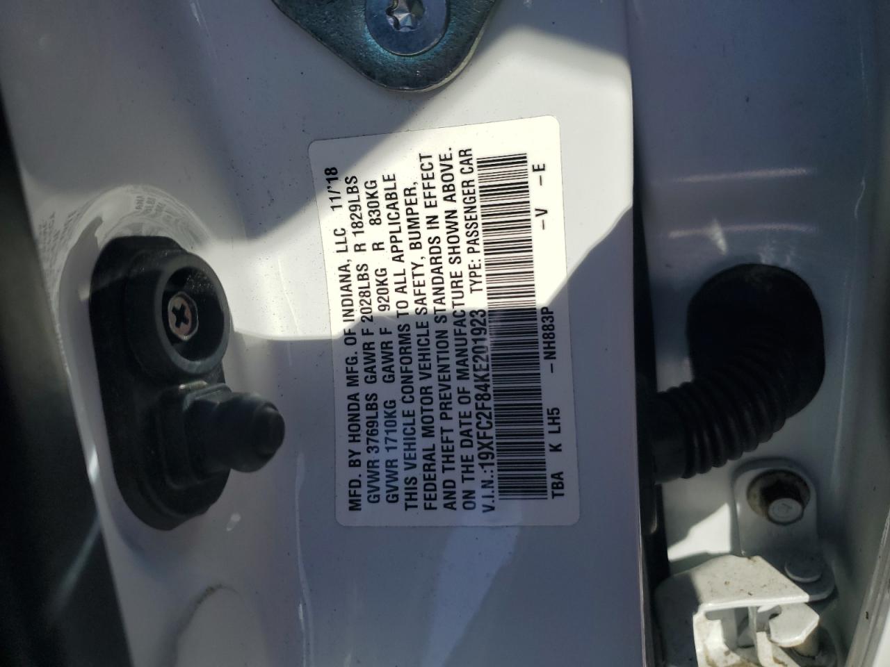 19XFC2F84KE201923 2019 Honda Civic Sport