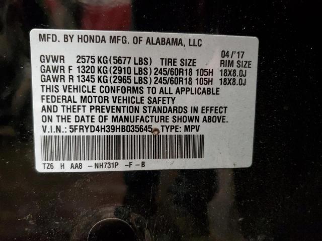 2017 ACURA MDX 5FRYD4H39HB035645