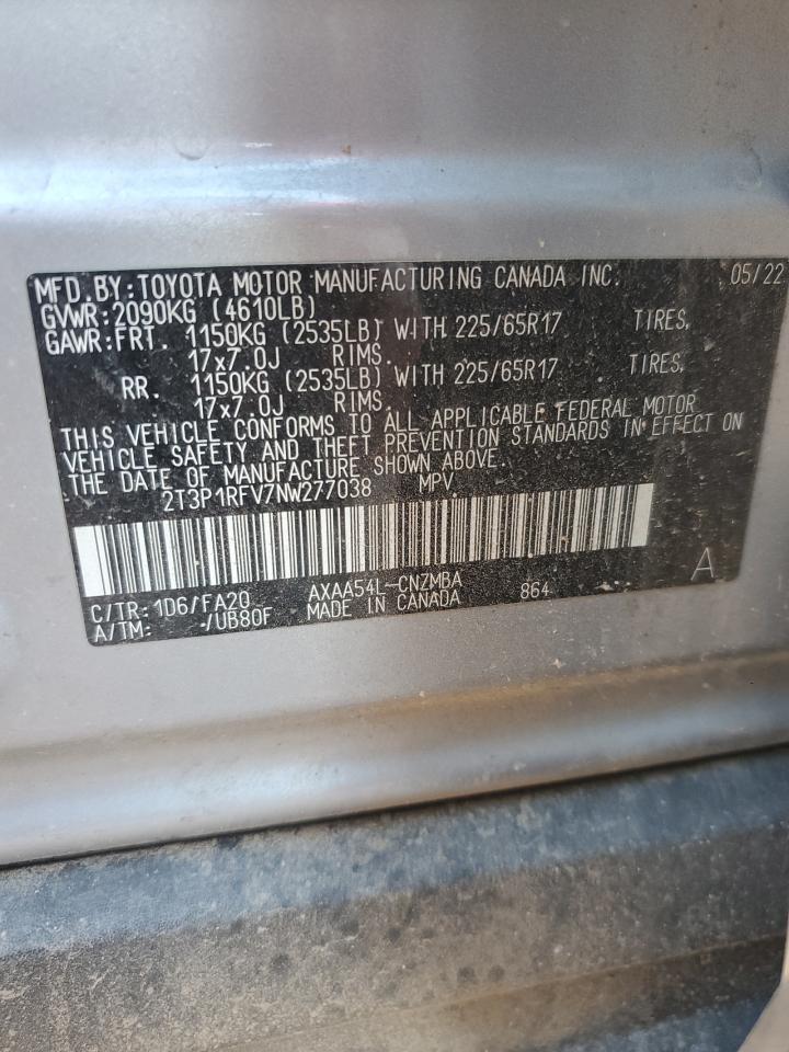 2T3P1RFV7NW277038 2022 Toyota Rav4 Xle