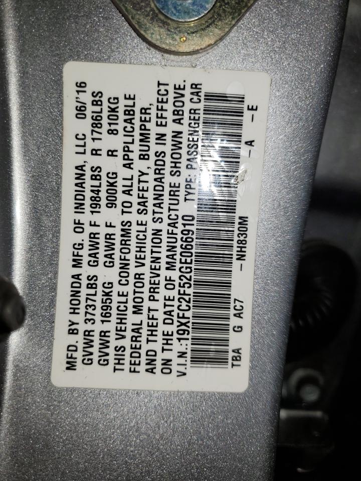 19XFC2F52GE066910 2016 Honda Civic Lx