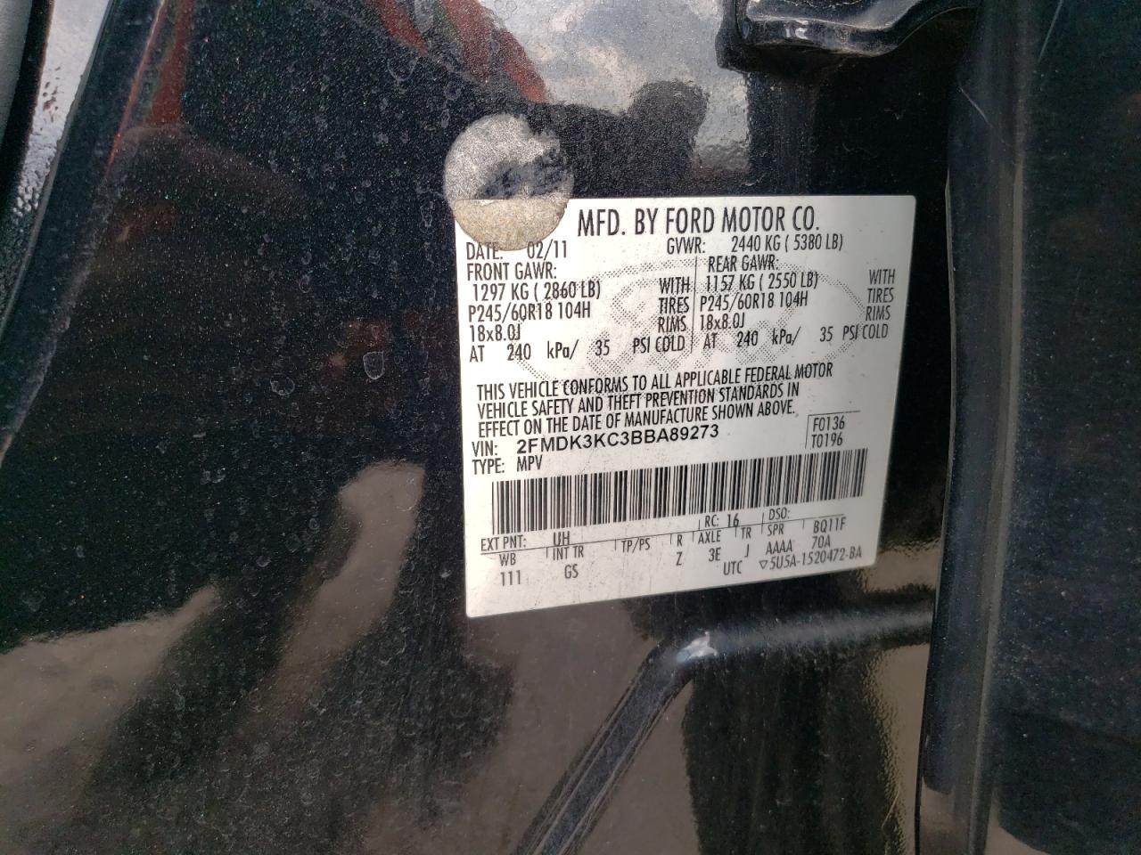 2FMDK3KC3BBA89273 2011 Ford Edge Limited