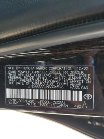 2022 TOYOTA MIRAI LE JTDAAAAA4NA006528
