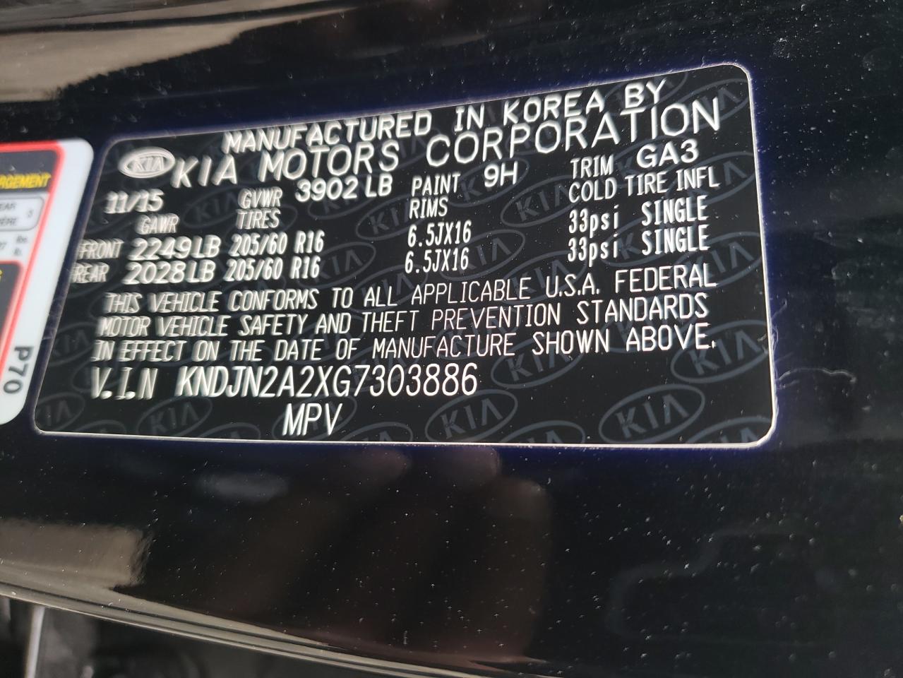 KNDJN2A2XG7303886 2016 Kia Soul