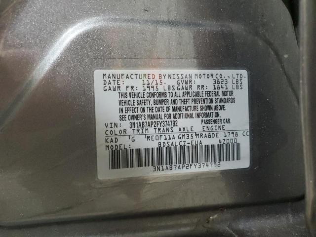 2015 Nissan Sentra S VIN: 3N1AB7AP2FY374792 Lot: 44190164