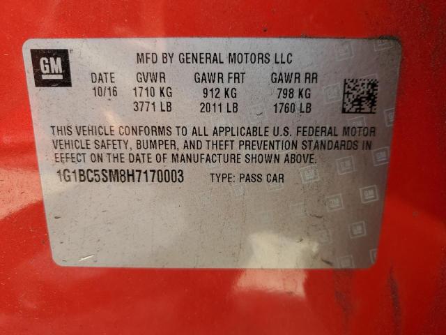 2017 Chevrolet Cruze Ls VIN: 1G1BC5SM8H7170003 Lot: 44125264