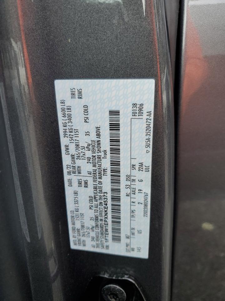 1FTEW1EPXNKE45373 2022 Ford F150 Supercrew