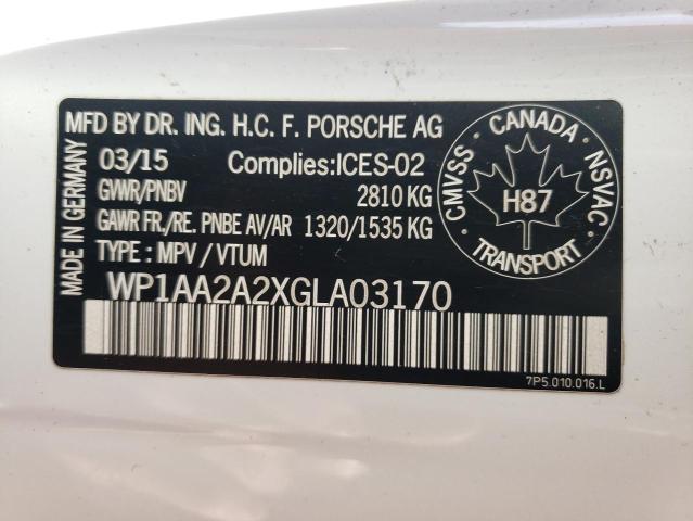 2016 PORSCHE CAYENNE - WP1AA2A2XGLA03170