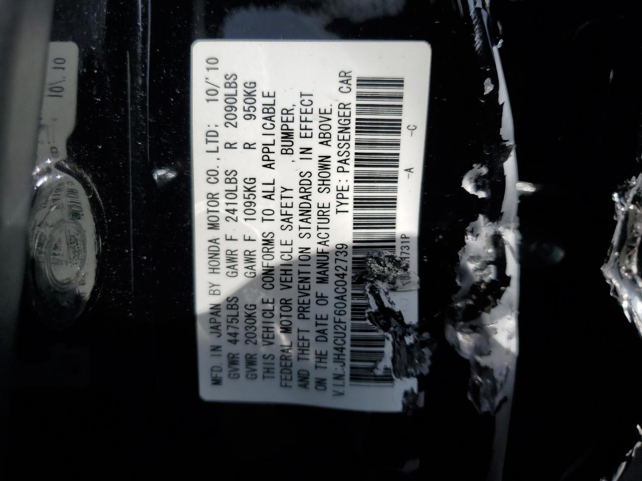 JH4CU2F60AC042739 2010 Acura Tsx