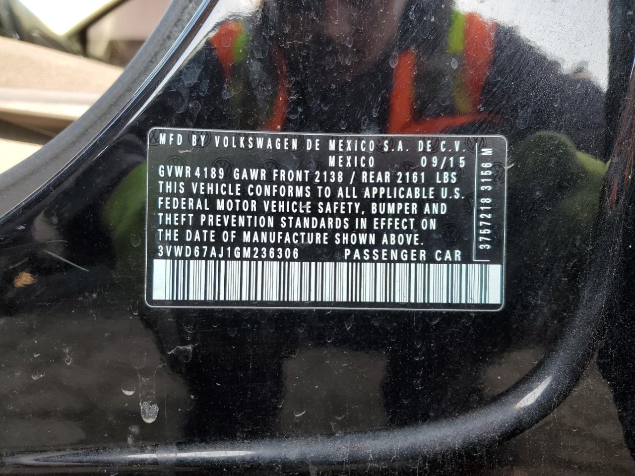 3VWD67AJ1GM236306 2016 Volkswagen Jetta Se