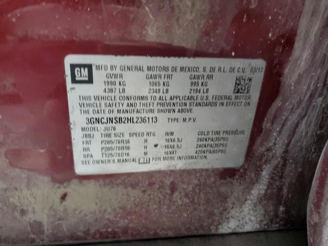2017 CHEVROLET TRAX LS - 3GNCJNSB2HL236113