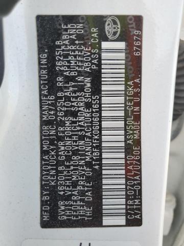 2016 TOYOTA CAMRY LE 4T1BF1FK0GU601655