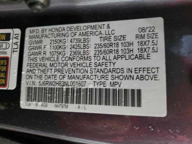 2022 HONDA CR-V EXL - 5J6RW2H83NL001607