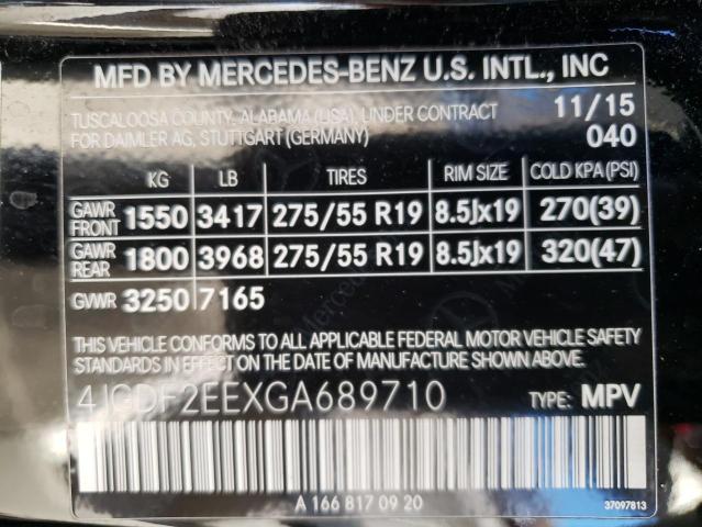 VIN 4JGDF2EEXGA689710 2016 Mercedes-Benz GL-Class, ... no.14