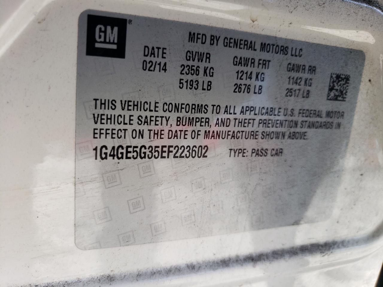 1G4GE5G35EF223602 2014 Buick Lacrosse Premium