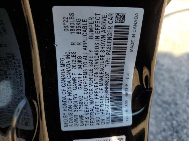 2022 HONDA CIVIC SPOR - 2HGFE2F58NH589507
