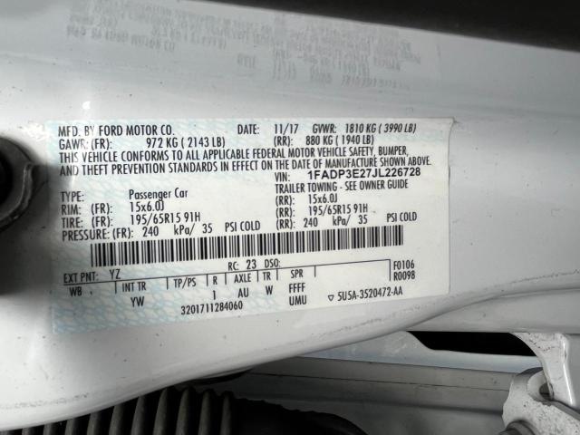 1FADP3E27JL226728 2018 FORD FOCUS, photo no. 10