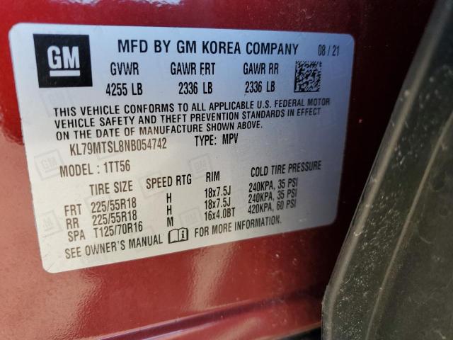 2022 CHEVROLET TRAILBLAZE KL79MTSL8NB054742