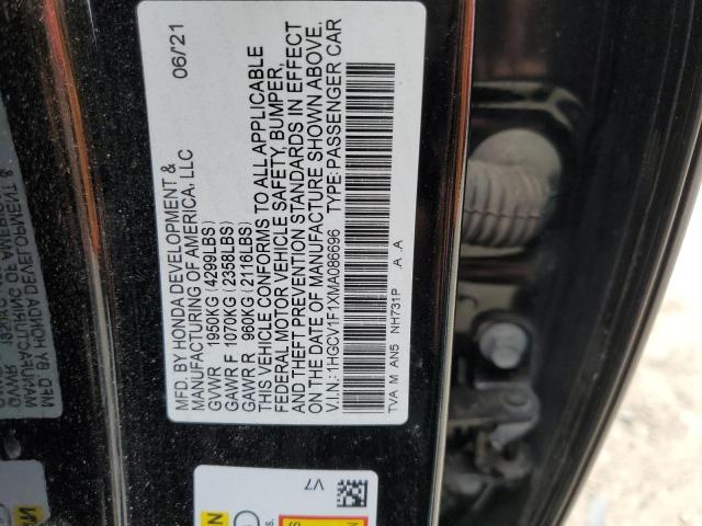 2021 HONDA ACCORD 1HGCV1F1XMA086696