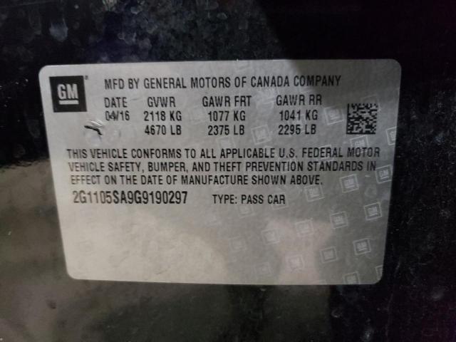 2016 Chevrolet Impala Lt VIN: 2G1105SA9G9190297 Lot: 43067694