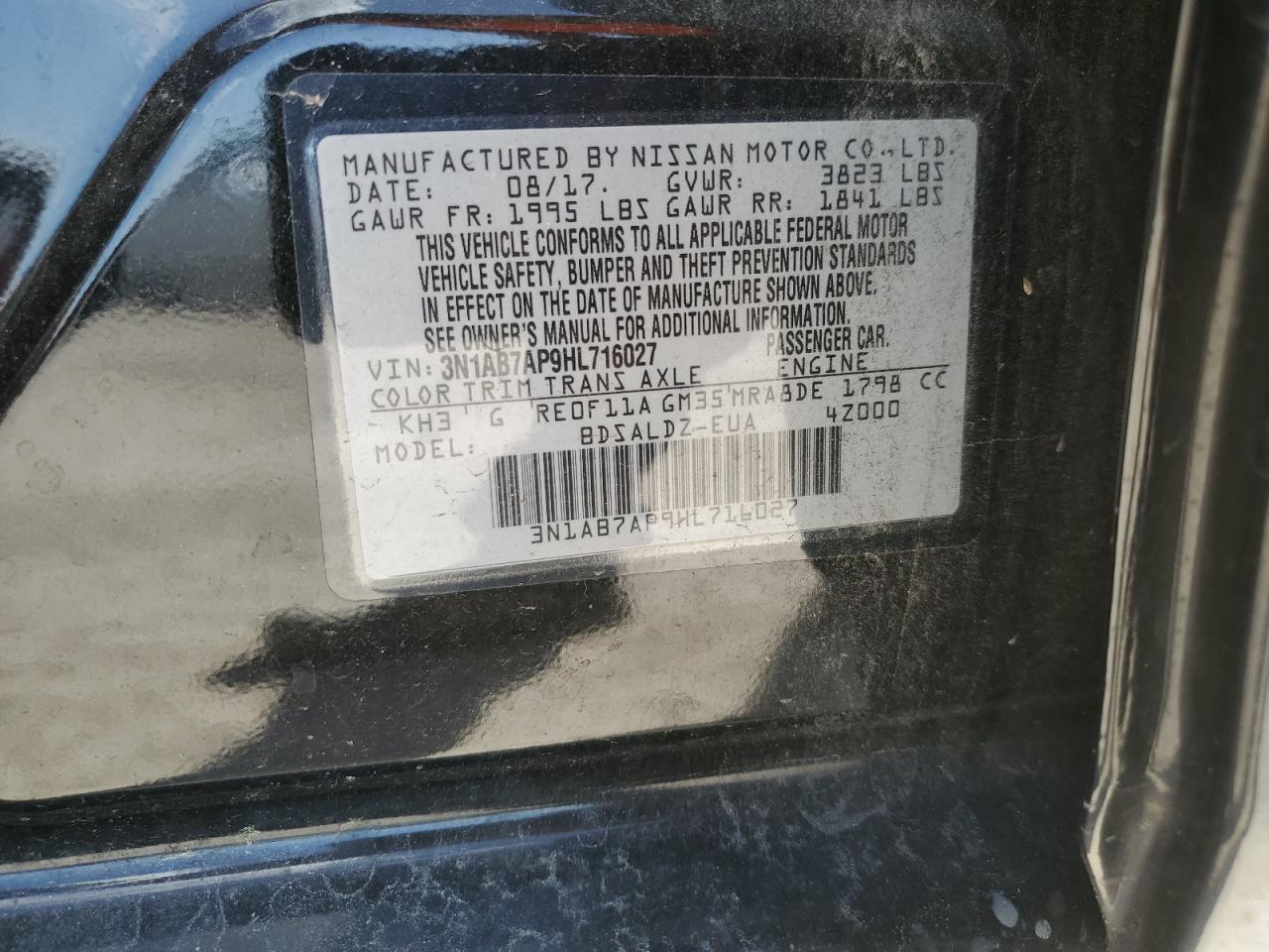 3N1AB7AP9HL716027 NISSAN SENTRA 2017