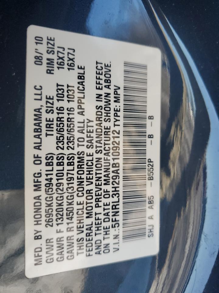 5FNRL3H29AB109212 2010 Honda Odyssey Lx