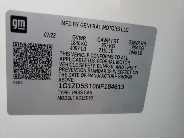 2022 CHEVROLET MALIBU LT - 1G1ZD5ST0NF184613
