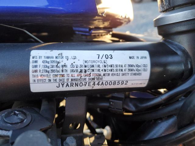 2004 YAMAHA FZS10 JYARN07E44A008592