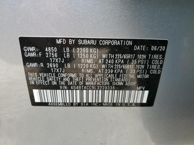2020 SUBARU OUTBACK PR 4S4BTACC9L3229335