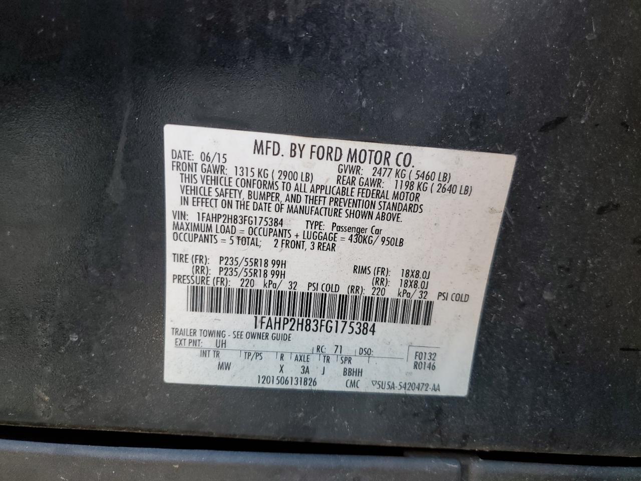 1FAHP2H83FG175384 2015 Ford Taurus Sel