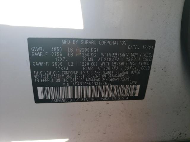 2022 SUBARU OUTBACK PR 4S4BTAFC1N3174636