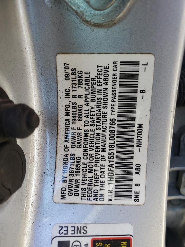 1HGFA15518L008766 2008 Honda Civic Lx