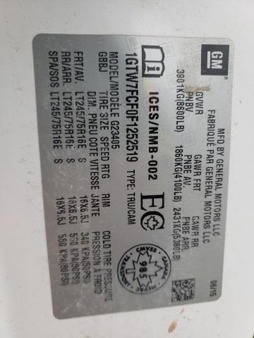 2015 GMC SAVANA G25 1GTW7FCF0F1252519