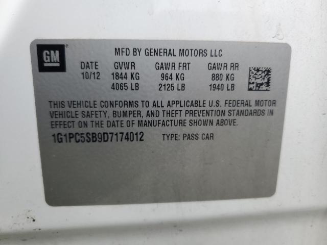1G1PC5SB9D7174012 2013 Chevrolet Cruze Lt