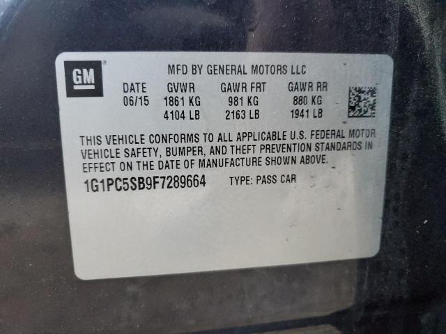 2015 CHEVROLET CRUZE LT 1G1PC5SB9F7289664