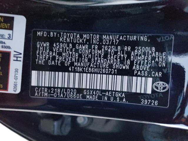 2017 TOYOTA AVALON XLE 4T1BK1EB6HU260731
