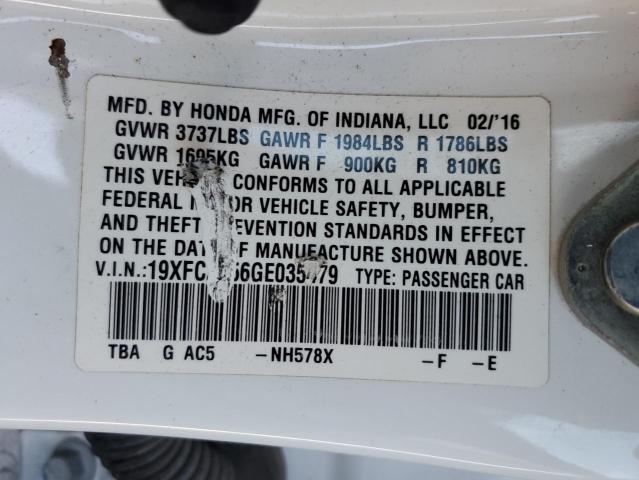 2016 HONDA CIVIC LX 19XFC2F56GE035479