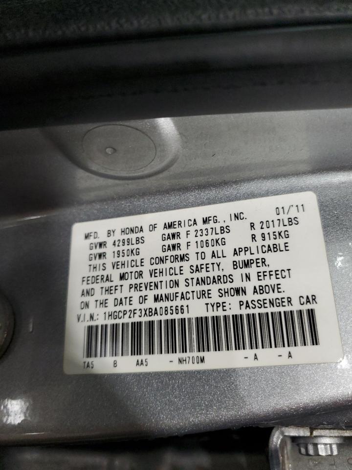 1HGCP2F3XBA085661 2011 Honda Accord Lx