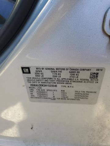 2017 CHEVROLET EQUINOX LT 2GNALCEK3H1520546
