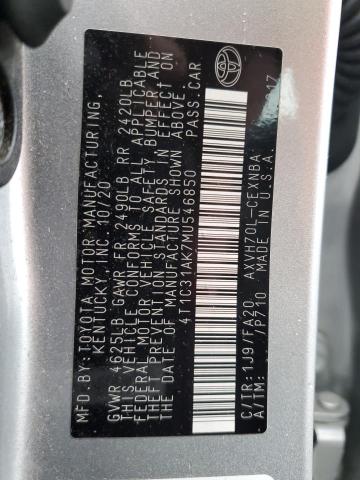 2021 TOYOTA CAMRY LE 4T1C31AK7MU546850