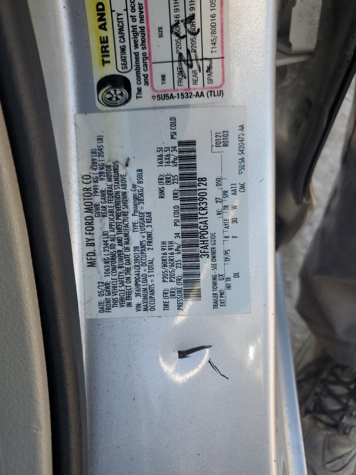 3FAHP0GA1CR390128 2012 Ford Fusion S