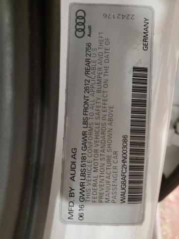 2017 AUDI A6 WAUG8AFC2HN003086