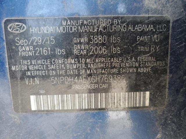 2016 HYUNDAI ELANTRA SE 5NPDH4AEXGH769386