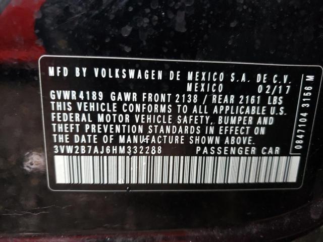 2017 VOLKSWAGEN JETTA S 3VW2B7AJ6HM332288