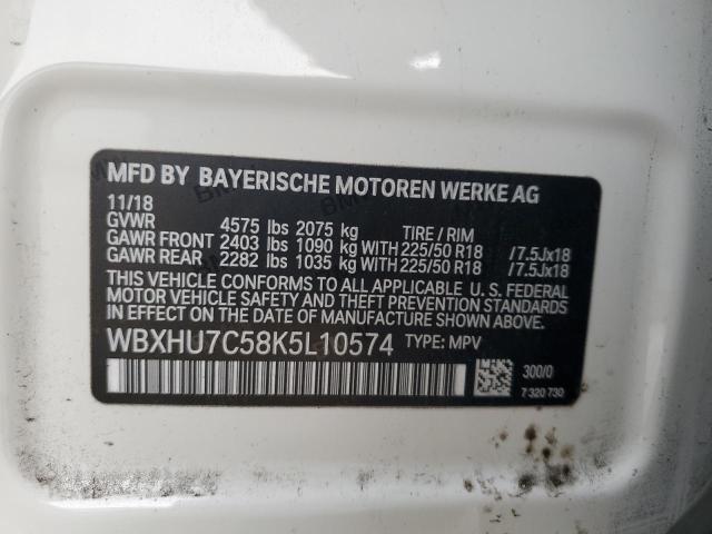 2019 BMW X1 SDRIVE2 WBXHU7C58K5L10574