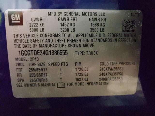 2016 CHEVROLET COLORADO Z - 1GCGTDE34G1386555