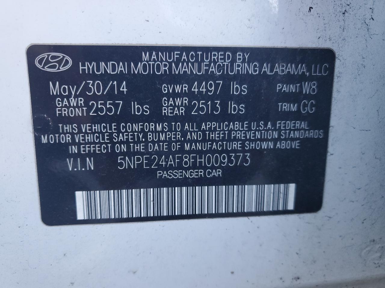 5NPE24AF8FH009373 2015 Hyundai Sonata Se