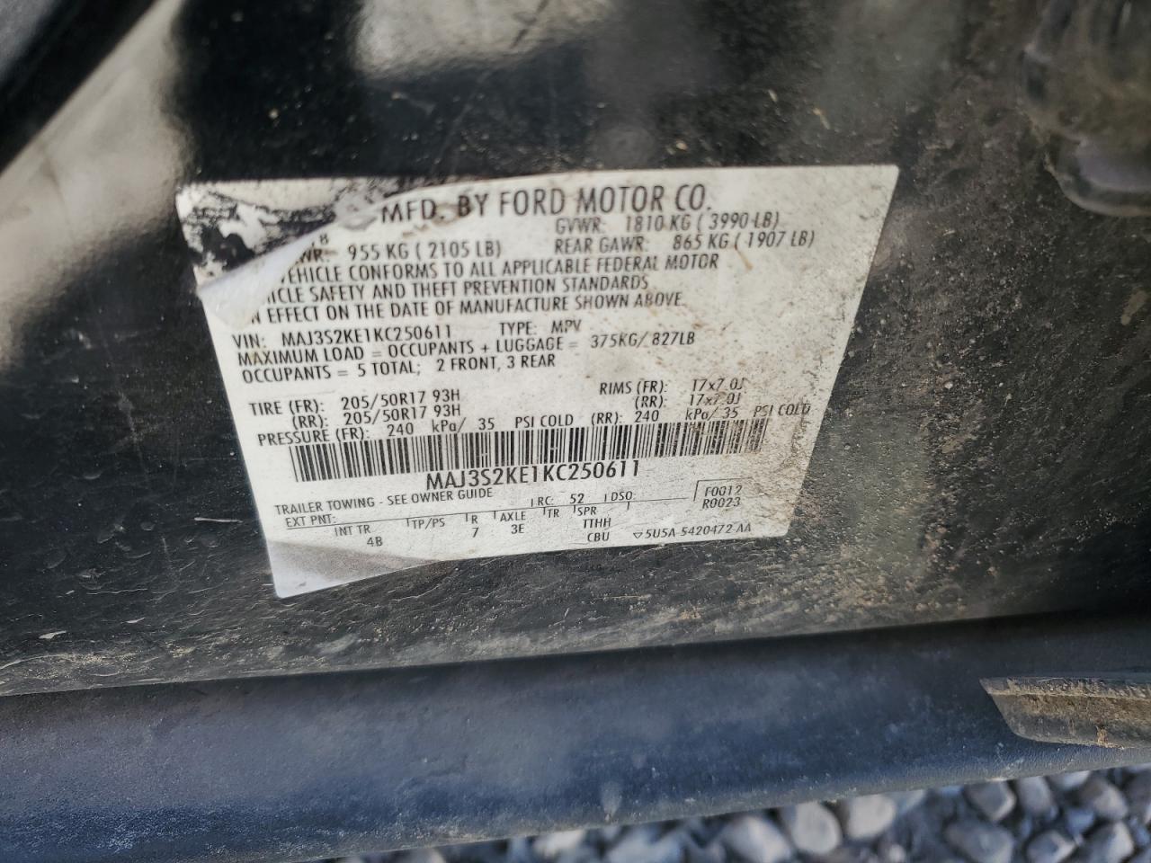 maj3s2ke1kc250611 MAJ3S2KE1KC250611 2019 Ford Ecosport Titanium