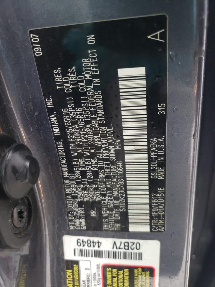 5TDZK23C78S116646 2008 Toyota Sienna Ce